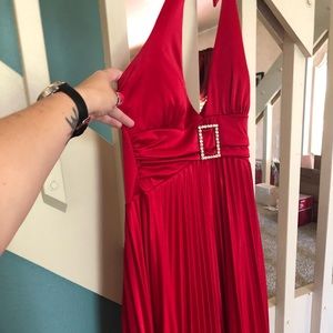 Red Satin Halter Cocktail dress